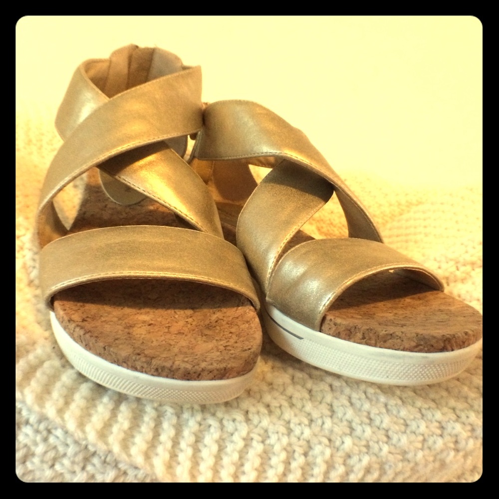 Adrienne Vittadini Sandal - Gold Faux Suede